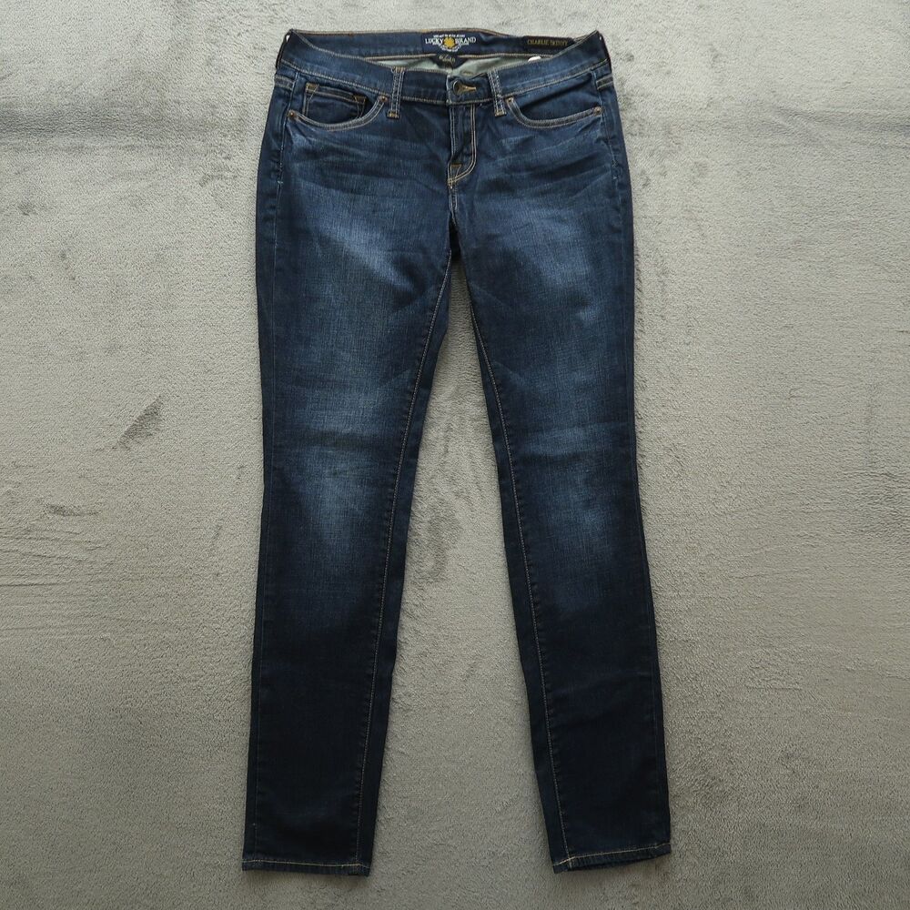 Lucky Brand Jeans Women's 6/28 Blue Low-Rise Charlie Skinny Dark Wash 32" Inseam